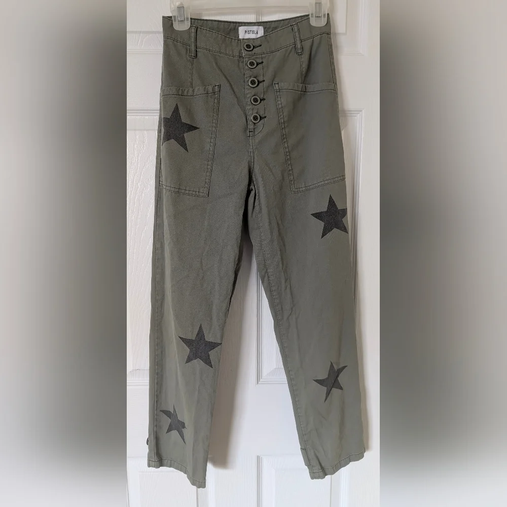 Pistola Tammy High Waisted Straight Leg Pants, Royal Honor Cotton Size 24 - Picture 13 of 16